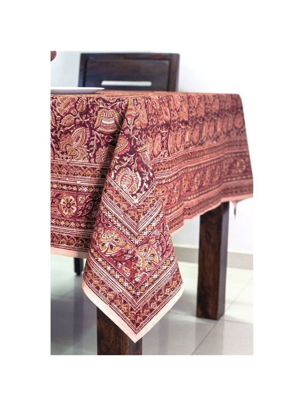 Terracotta Kalamkari Tablecloth